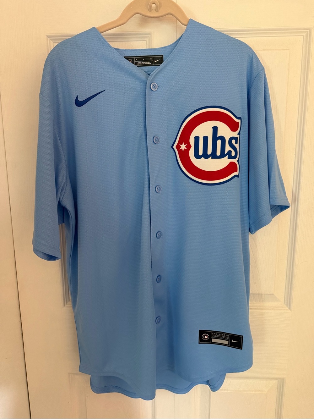 Nike Cubs Powder Blue Button-Up Baseball Jersey